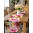 thumbnail image 5 of Burlap Table Runner 36 Inches Long, Sweet Shop Words Non-Slip Kitchen Table Runners for Dining Room Everyday Use Party Table Decorations Chocolate Bars Sweets Caralogne, 5 of 9