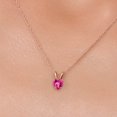 thumbnail image 3 of Gem Stone King 14K Rose Gold Pink Created Sapphire Pendant Necklace for Women | 0.60 Cttw | Gemstone September Birthstone | Heart Shape 5MM | With 18 inch Chain, 3 of 6
