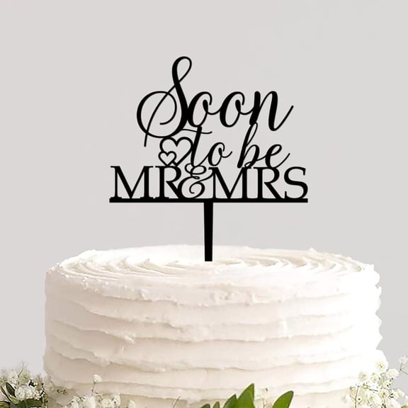 Wedding Cake Topper Cake Insert Topper Sign Personalized Soon to Be Mr And Mrs Dessert Cake Decoration Supplies Suitable for Wedding Engagement Anniversary Theme Party Decoration
