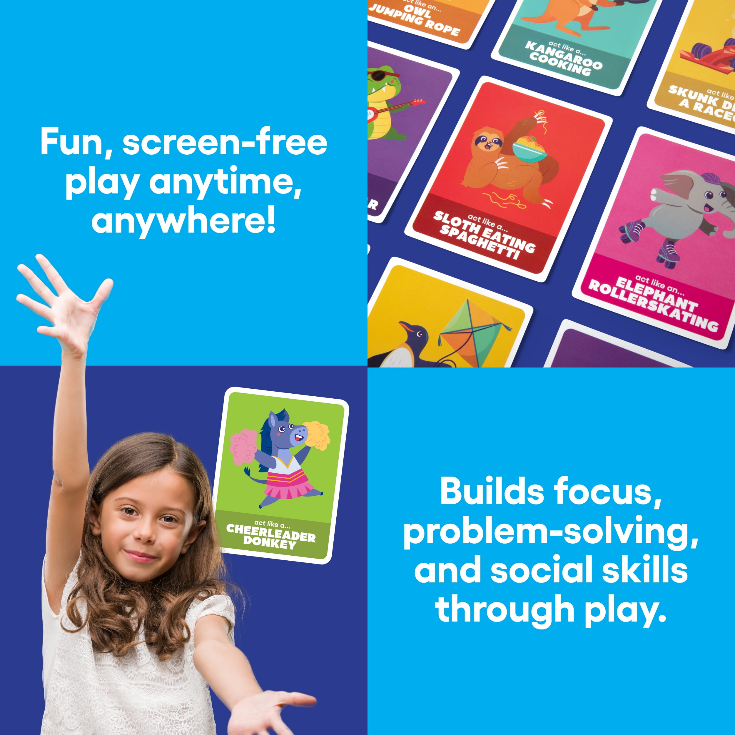 Charades, Party Animal Edition from Bee Street Games, Classic Family Games Reimagined with Playful Silly Themes, Includes 36 Jumbo Playing Cards.