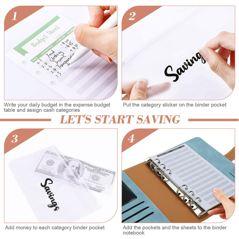 A6 Planner Notebook Agenda Budget Workbook French Envelope Binder Pockets  for Money Saving Bill Organizer