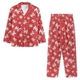 thumbnail image 3 of Renewold 2 Pieces Button Down Red Pajamas for Christmas Gifts Snowflake HO-HO-HO Daily Wear Athletic Clothing Soft Loungewear Women Casual Warmth Winter Nightwear Size M, 3 of 6