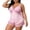 *Pink, variant on Binmer Plus Size Women's Satin 2 Piece Cami Pajama Set ,Sleeveless Spaghetti Strap Lace Trim Deep V Neck Top and Elastic Waist Shorts Black,L