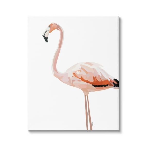 Stupell Industries Tropical Pink Flamingo Bird Casual Animal Design Graphic Art Gallery Wrapped Canvas Print Wall Art, Design by Amelia Noyes