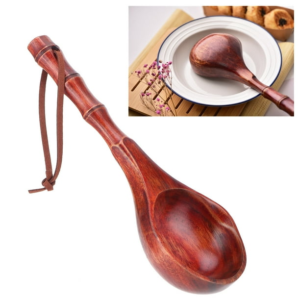 VGEBY Wooden Round Spoon Japanese Style Water Ladle Kitchen Soup