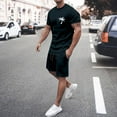 thumbnail image 3 of LEKDFST Men's 2 Piece Short Sets Graphic Print Short Sleeve T Shirts and Drawstring Shorts Clothing Set Black L, 3 of 5