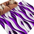 thumbnail image 2 of Purple White Moire Area Rug 6x9 FT, Non Slip Living Room Throw Carpet, Modern Abstract Art Washable Soft Large Floor Carpet Non-Shedding Rug for Bedroom Dining Room Play Room, 2 of 9