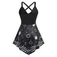 thumbnail image 3 of Rosegal Women Casual Plus Size O Ring Sun and Moon Print Irregular Tank Top Black 5X, 3 of 5