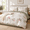 Cottagecore Floral - Sage Green-Queen (90"×90"), variant on Wildflower Sprig Botanical & Stripes - Soft Mint Green King (104"×90") Cotton Duvet Cover Set