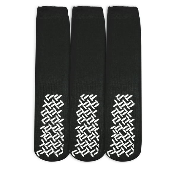 Nobles Assorted Anti Skid/ No Slip Hospital Gripper Socks, Great for adults, men, women. Designed for medical hospital patients but great for everyone (3 Pairs Black)