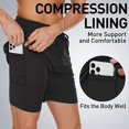 thumbnail image 2 of EIMELI Mens Swim Fitness Shorts Trunks with Compression Liner 2 in 1 Beach Swimming Trunks Quick Dry Swim Shorts with Zipper Pockets Fitness Quick Dry Pants, 2 of 6
