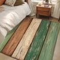 thumbnail image 2 of Retro Green Brown Wood Grain Washable Area Rug 4 x 6 ft Vintage Farmhouse Country Style, Soft Non Slip Rugs Stain Repellent Indoor Felt Carpet for Living Dining Room Bedroom Home Office, 2 of 9