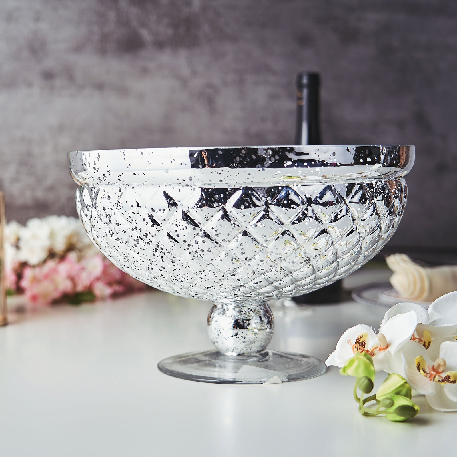 Efavormart 12" Mercury Glass Compote Vase, Pedestal Bowl for Wedding Floral Centerpiece Home