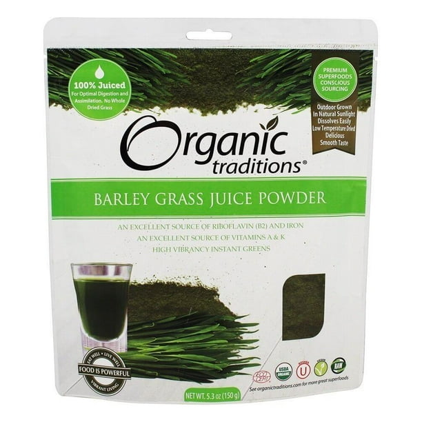Barley Grass Juice Powder by Organic Traditions 5.3 Ounces Walmart