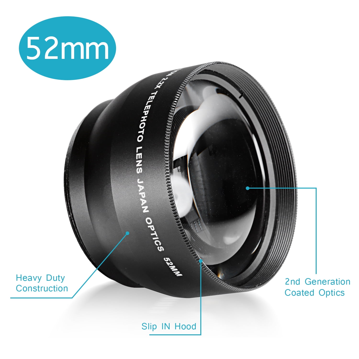 Neewer 52MM 2.2X Professional Telephoto Lens with Microfiber Cleaning