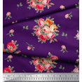 thumbnail image 3 of Soimoi Tissu en Poly Georgette Imprimé Feuilles et Roses au Mètre 52 Pouces de Large, 3 of 3