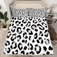 thumbnail image 2 of Homewish Chic Abstract Adult Bed Sheets, White Black Leopard Print King Sheets, Modern Fashion Style Sheet Set, Microfiber Bedroom Decor, 4 Pieces, 2 of 7