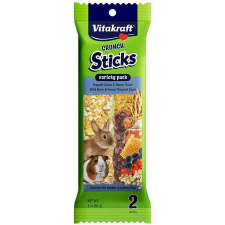 Vitakraft Crunch Sticks Variety Pack Rabbit and Guinea Pig Treats Popped Grains and Wild Berry [Small Pet Guinea Pig Treats, Small Pet Rabbit Treats, Vitakraft, Small Pet Supplies] 2 count