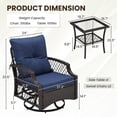 thumbnail image 6 of 3-Piece Patio Swivel Glider Bistro Set, Wicker Outdoor Chairs with Cushions (2), Side Table, High Back All-Weather Rattan Furniture for Porch Backyard, 6 of 9