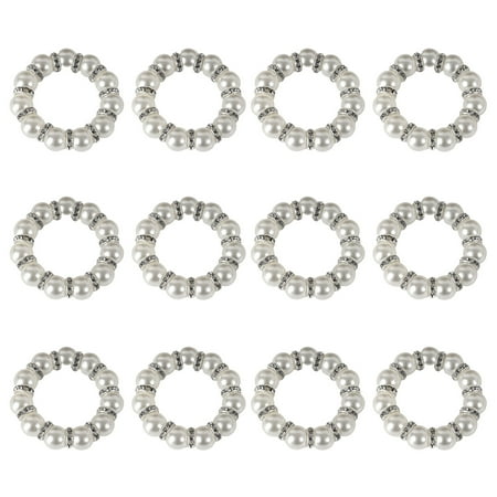 

12Pcs Napkin Ring Fake Pearl Beaded Napkin Holder Elegant Table Decoration for Dining Parties Weddings
