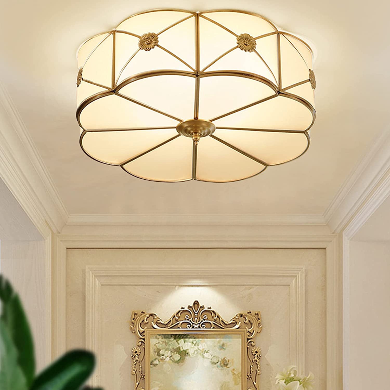 FETCOI Modern Ceiling Light Copper Close to Lamp Fixtures for Living Room Corridor E27