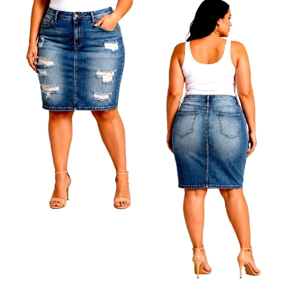 Jack David Blue Womens Plus Size Stretch Denim Jeans Skirt Modern Series