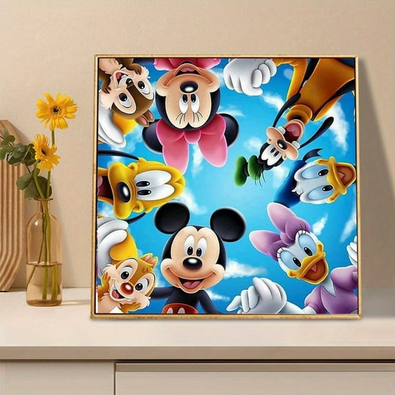 5D DIY Diamond Painting Kit - Full of Diamonds, Cute Cartoon Character Designs - Mickey, Minnie, Bruto, Donald Duck, Daisy, Goofy - Sky-Themed Home Decor Wall Art