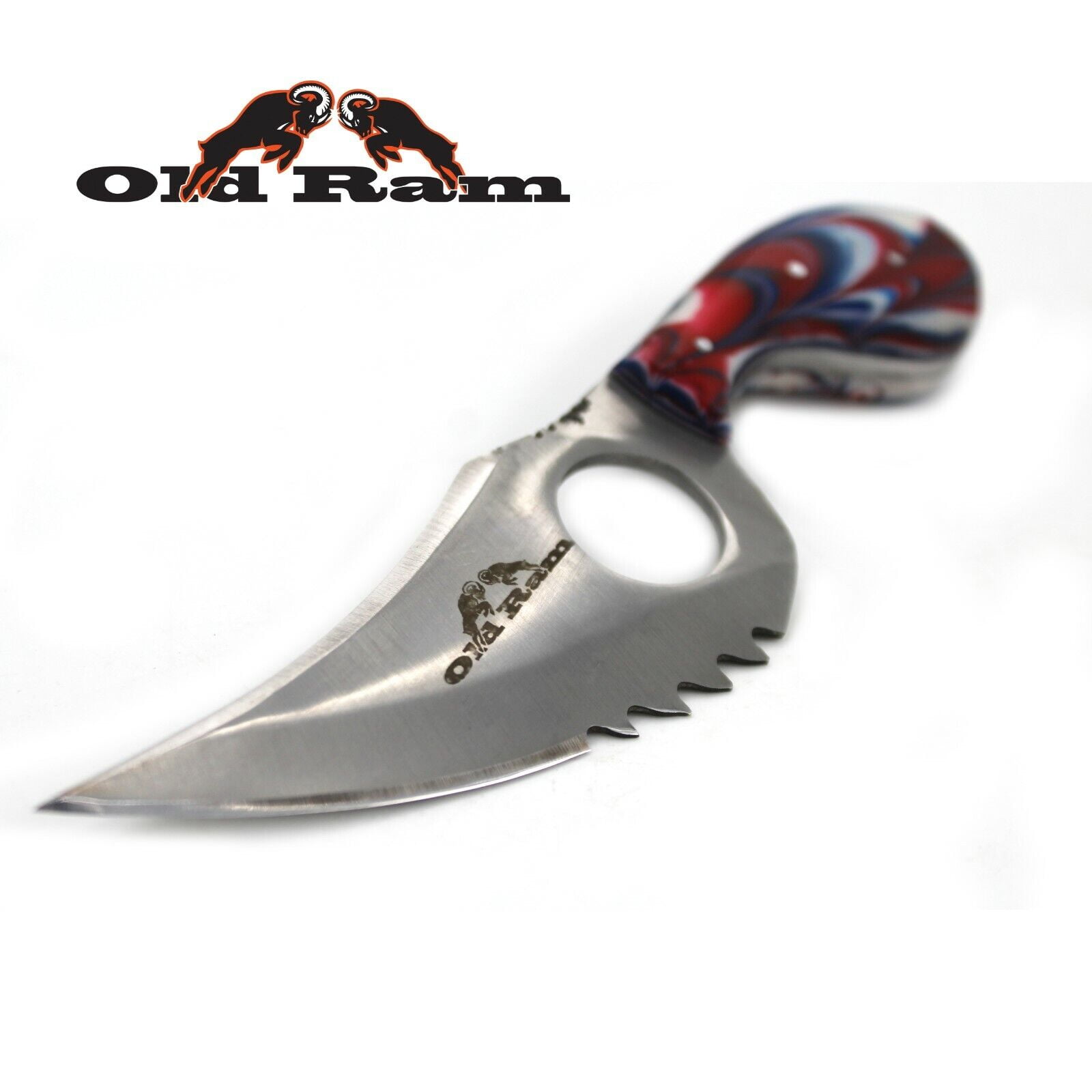 Old Ram Collection Heavy Duty Multi-color Fixed Blade Hunting Knife w/ Sheath