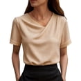 thumbnail image 2 of Kelon Short Sleeve Blouses for Women V Neck 2026 Summer Casual Basic Workout Clothes Business Casual Office Top, L, 2 of 4
