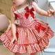 thumbnail image 5 of Vestido de fiesta de estilo coreano de verano con escote cuadrado y estampado a cuadros para niñas, vestido sin mangas con lazo y encaje, vestidos de verano para niñas, 5 of 5