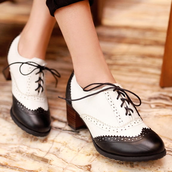 OUNONA 1 Pair of Fashionable High Heels Black Lacing Shoes Rubber for Women Daily Life
