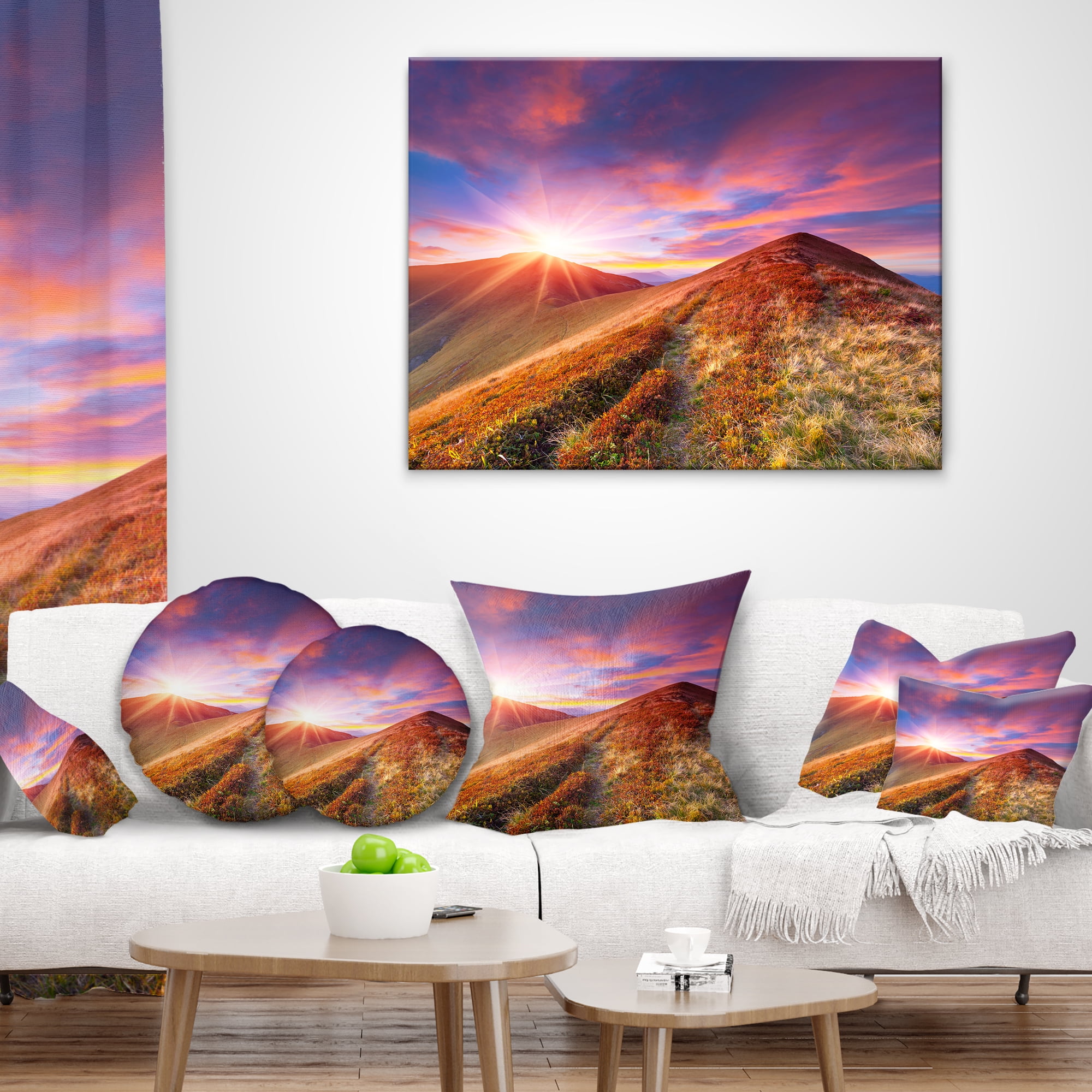 Designart Colorful Grass and Clouds - Landscape Photography Throw Pillow - 12x20