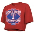 thumbnail image 2 of Women's Majestic Threads Red Texas Rangers 2023 World Series Champions Best Face Forward Boxy Cropped Tri-Blend T-Shirt, 2 of 3