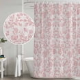 thumbnail image 4 of Farmhouse Pink Shower Curtain Set - 48" x 72" Washable Bathtub Curtain with 12 Hooks, Vintage Flower Leaf Botanical Plant Waterproof Fabric Stall Shower Curtains for Bathroom/Bathtub Décor, 4 of 6