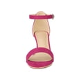 thumbnail image 6 of BLISSFUL STEP Women's Strappy Open Toe Kitten Ankle Heels Sandals Hot Pink 9, 6 of 7