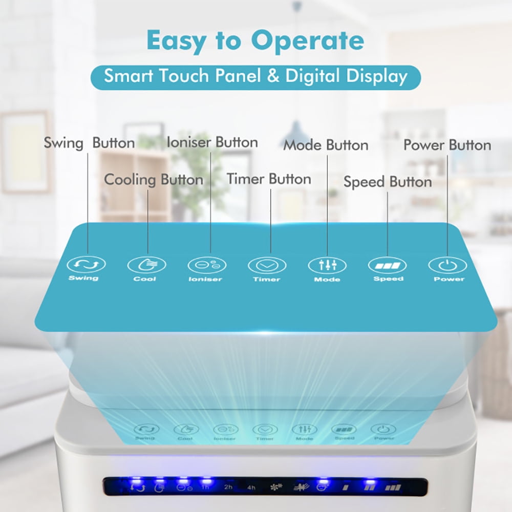 Barara King Bedroom Air Cooler, Air Cooler, 3-in-1 Evaporative Portable Air Cooler with 3 Modes include Remote Control-White