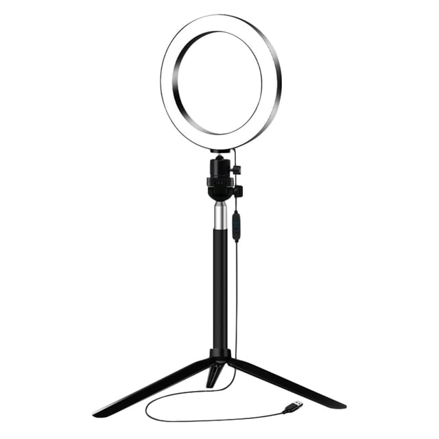 Lámpara de anillo telescópica en vivo de 20 cm, trípode telescópico, lámpara de relleno de transmisión, lámpara de toma de autorretratos, luz LED de belleza