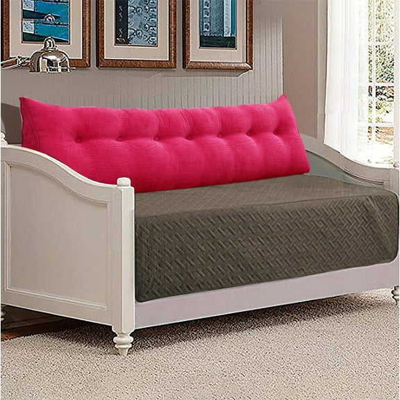 WOWMAX Large Bolster Triangular Reading Backrest Positioning Support Wedge Pillow Headboard for Day Bed Bunk Bed RV/Trailer with Removable Cover Rose 72x8x20inch