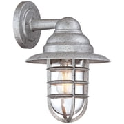 John Timberland Marlowe Industrial Outdoor Wall Light Fixture Galvanized Hooded Cage 13 Clear Glass for Post Exterior Barn Deck House Porch Yard Home