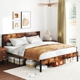 thumbnail image 3 of Infans King Bed Frame with Tall Industrial Headboard Heavy-Duty Metal Slats Support, 3 of 7