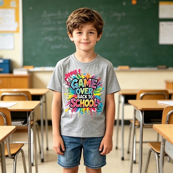 FYDUU Boys T-Shirts Short Sleeve Graphic Tees Back To School Shirts Summer Casual T Shirts Comfortable Round Neck Tee Shirt Tops For Kids 11-12 Years