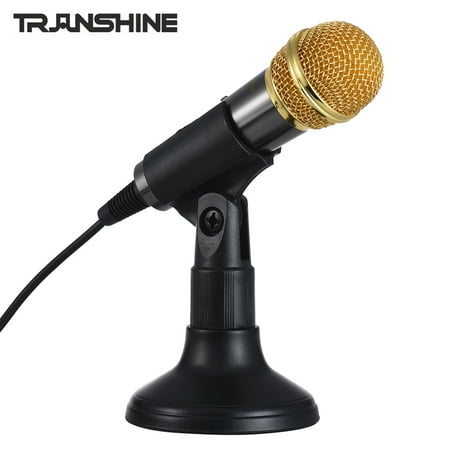 TRanshine PC-309 Mini Vocal/Instrument Microphone Portable Handheld Karaoke Singing Recording Mic with Stand Bracket Holder for iPhone Android Smartphone PC Mobile Phone Laptop
