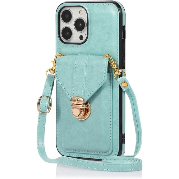 Wallet Case Apply to iPhone X/XS,Luxury PU Leather Card Package with Metal Buckle Long Shoulder Strap Stand Function Hard PC Bumper Shockproof Protector (iPhone X/XS, Blue)