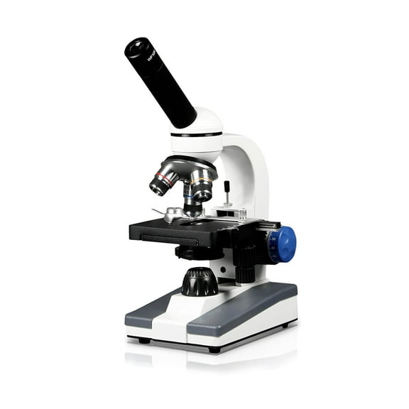 Vision Scientific Monocular Elementary Level Compound Microscope, 10x WF & 25x WF Eyepiece, 40x-1000x Magnification, Brightfield LED Illumination, Mechanical Stage, Rechargeable Battery