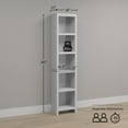thumbnail image 2 of Prepac Moda 80" Tall 5-Tier Narrow Bookcase in White, Modern Storage Accent Bookshelf with 3 Adjustable Shelves for Home, Office, Living Room, Bedroom, 2 of 12