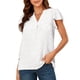 thumbnail image 1 of Blusa de Manga Corta de Jacquard con Cuello en V y Mangas con Volantes para Mujer Ticfox S, 1 of 6