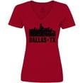 thumbnail image 3 of Inktastic Dallas Texas City Skyline with Grunge Women's V-Neck T-Shirt, 3 of 5