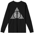 thumbnail image 2 of Harry Potter Deathly Hallows Text Fill Men's Black Long Sleeve Shirt-3XL, 2 of 3