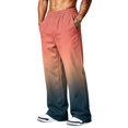 thumbnail image 6 of LTTVQM Men's Gradient Wide Leg Pants Casual Ombre Fade Loose Fit Side Hand Pockets Elastic Waist Summer Beach Outdoor Pants Hot Pink S, 6 of 7