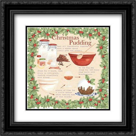 Christmas Pudding 2x Matted 20x20 Black Ornate Framed Art Print by P.S. Art